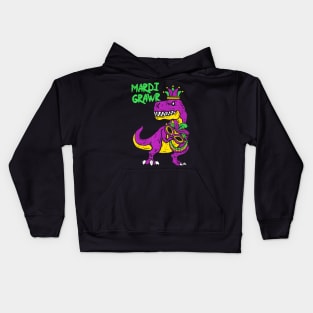 Mardi Grawr TRex Dino Toddler Kids Mardi Gras Boys Kids Hoodie